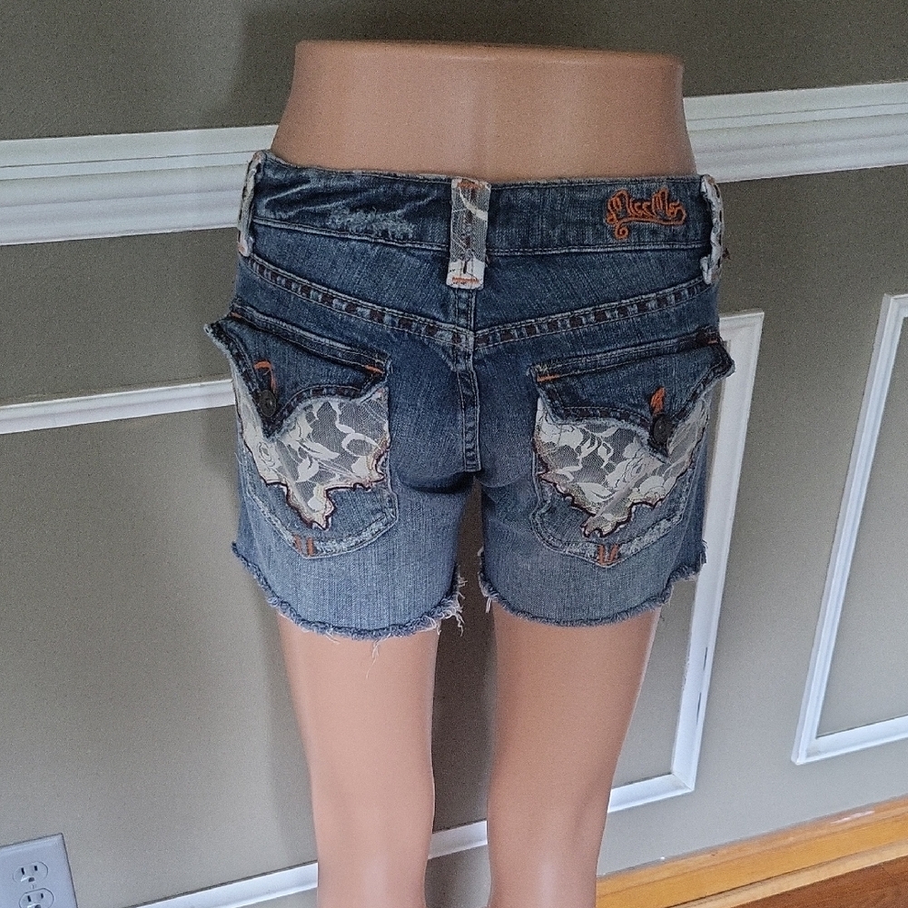 Miss Me Vintage Lace Pocket Jean Shorts Size 3 (Juniors)